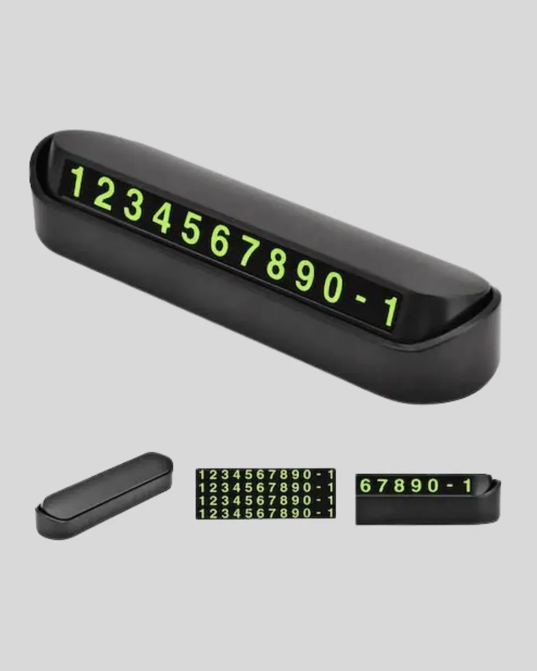 Gri Alüminyum Araç İçi Telefon Numaratörü – Dayanıklı, Modern ve Net Görünürlük Sağlayan Tasarım