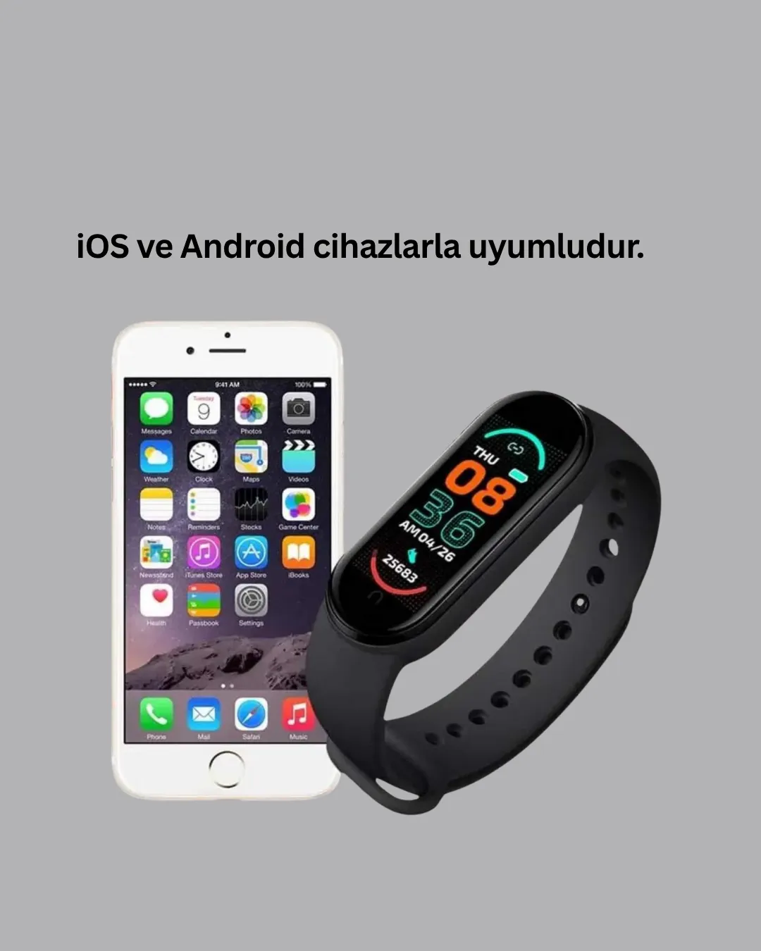 iOS ve Android Uyumlu Akıllı Bileklik – Çok Fonksiyonlu Kullanım