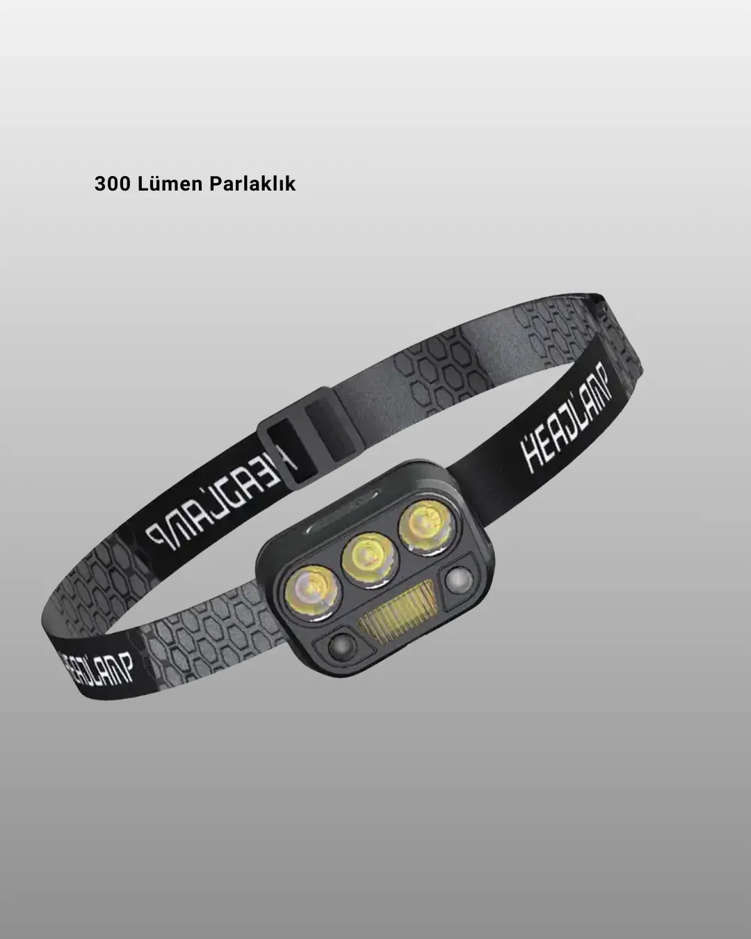 300 Lümen Sensörlü LED Kafa Lambası USB Şarjlı SOS Modlu