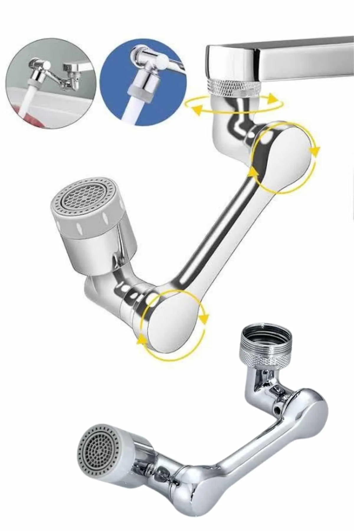 Dönen Musluk Başlığı 1080 Derece Ayarlanabilir Filtreli Sprey Uç