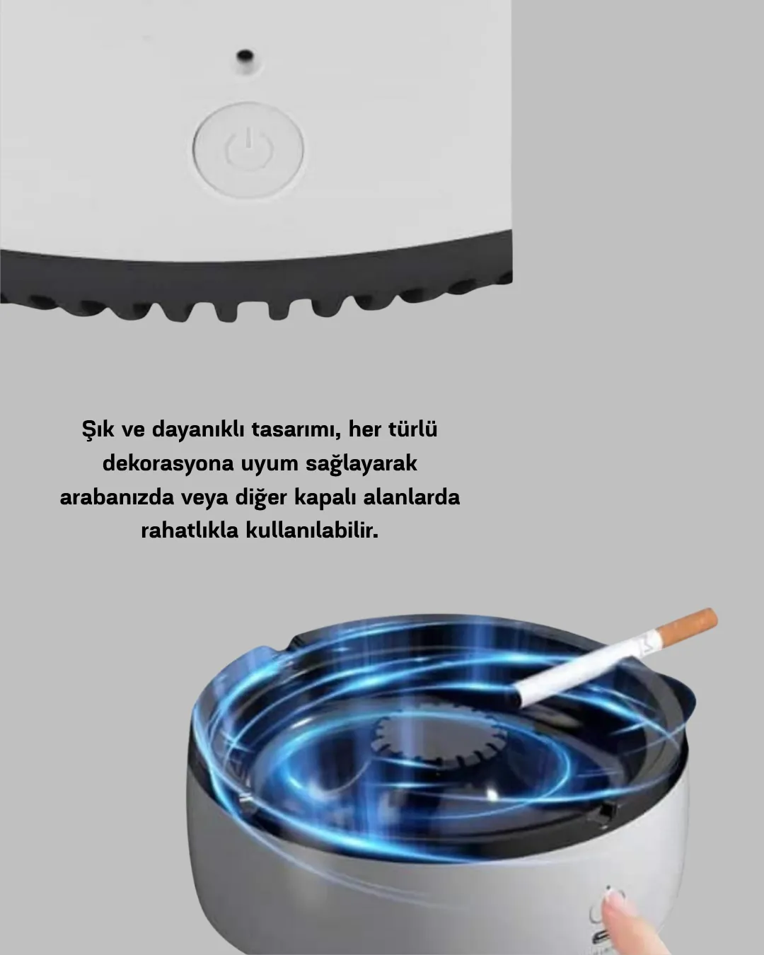 Hava Temizleyici Küllük – Sigara Dumanı Filtreli, Sessiz Çalışan, Şık Tasarım