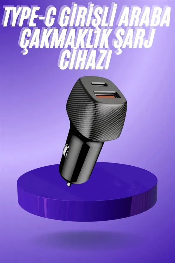 38W USB Type-C Girişli Oto Çakmaklık Araç İçi Hızlı Şarj Çakmaklık Şarj Aleti