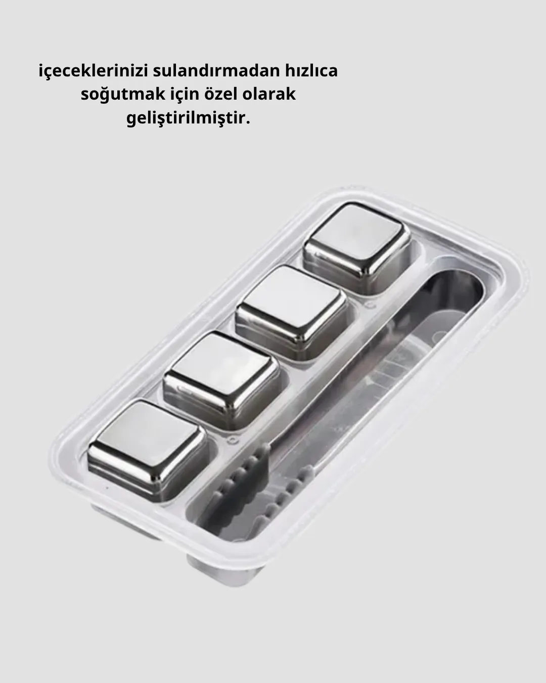 Paslanmaz Metal Buz Küpleri Seti Klipsli Sulandırmadan Soğutma Özellikli