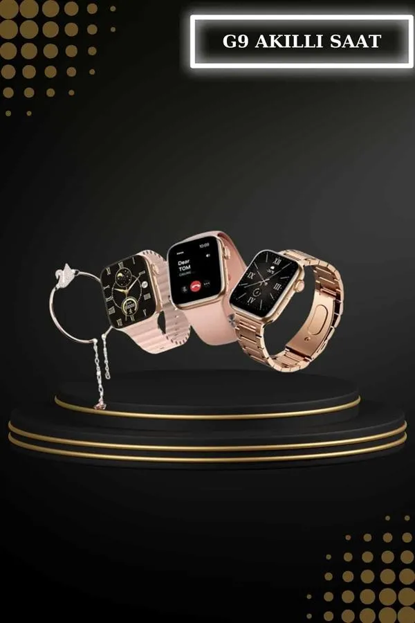 Wireless Şarjlı Pembe Akıllı Saat ve Kablosuz Bluetooth Kulaklık Dokunmatik Kontrol