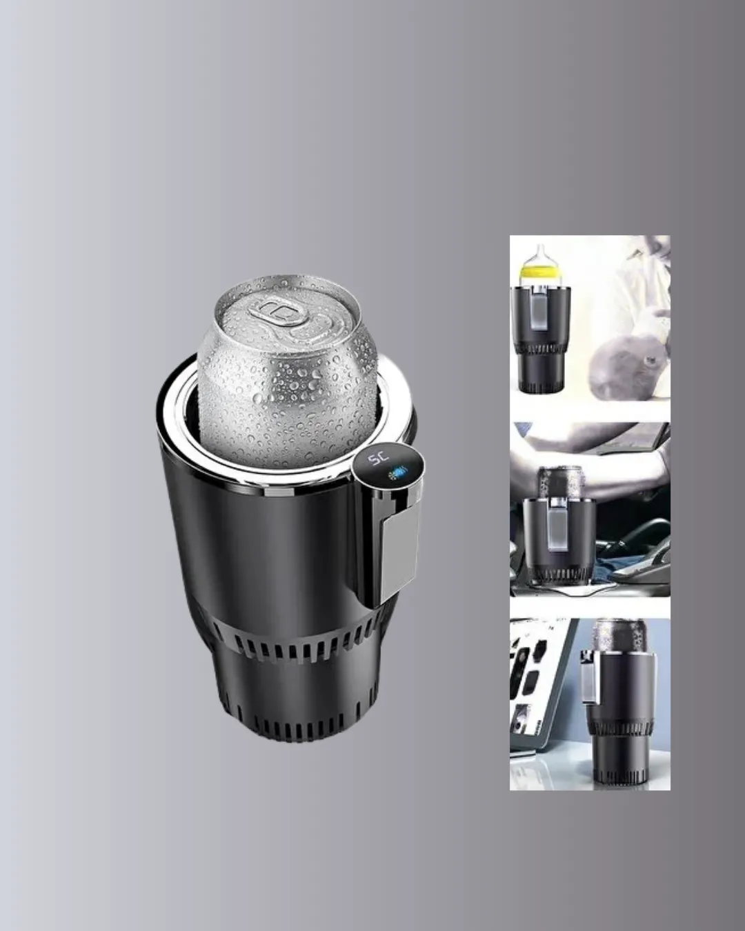 Dijital Ekranlı Akıllı Bardaklık Araç İçi Termal Isıtıcı Soğutucu