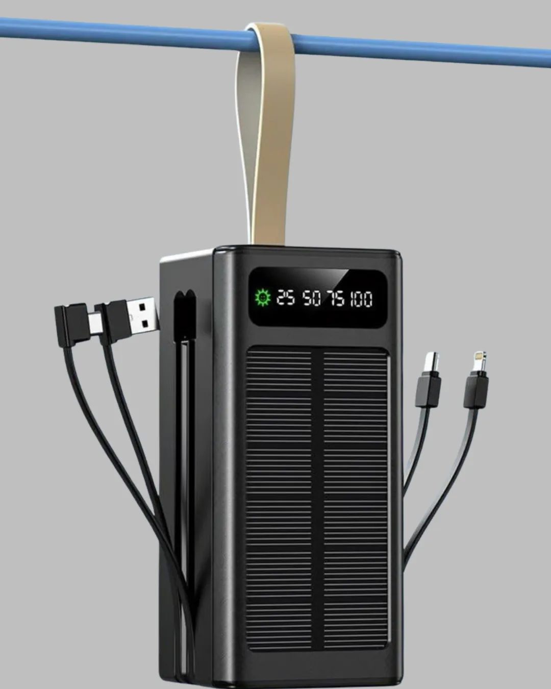 Güneş Enerjili Powerbank Dijital Göstergeli Taşınabilir Güç Kaynağı