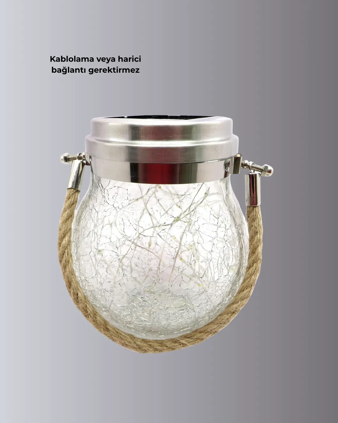 Güneş Enerjili Cam Sarkıt Bahçe Balkon Teras Aydınlatma 30 LED