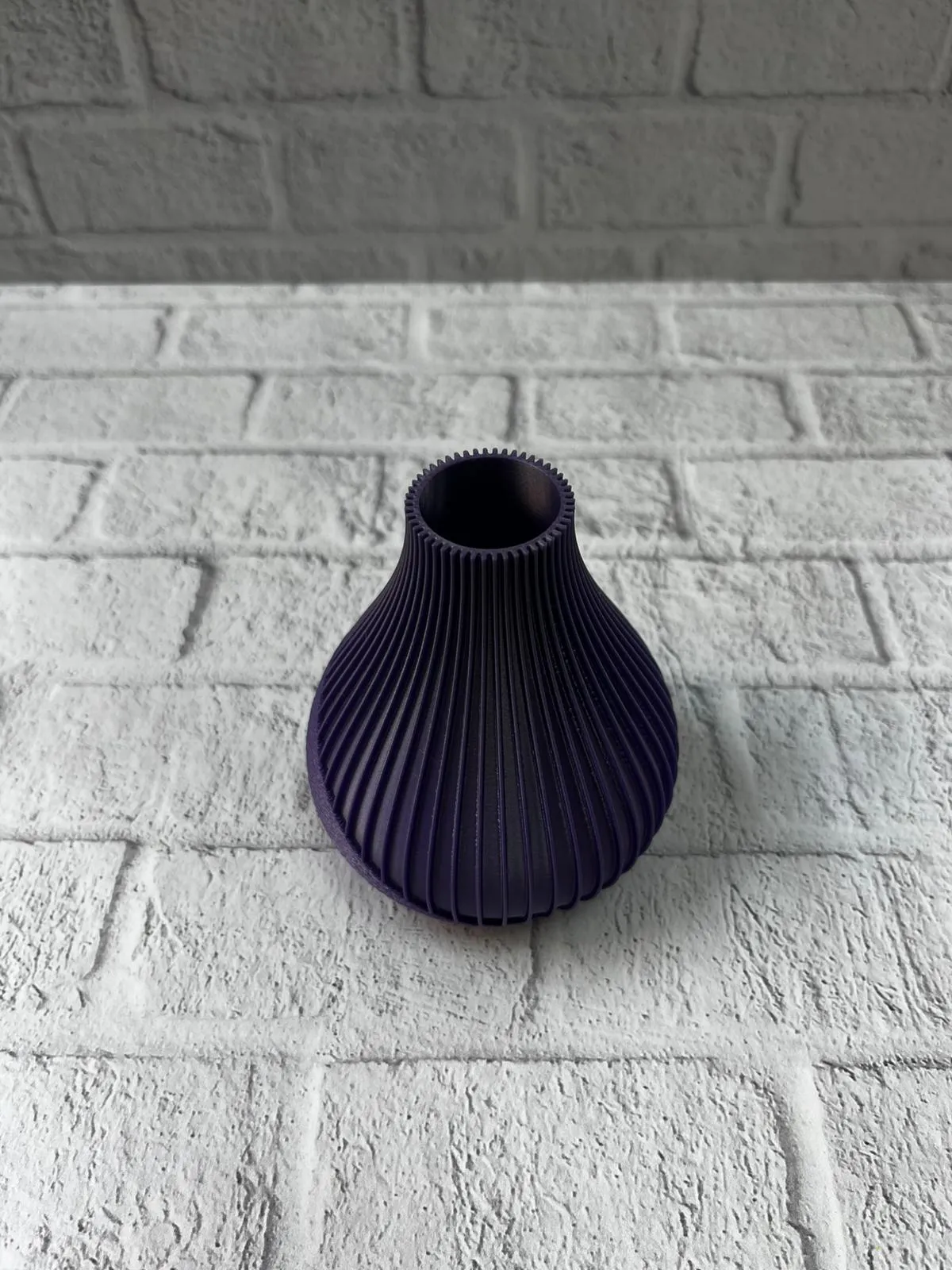 Mor Çizgili Dekoratif Vazo 11 cm Modern Tasarım Aksesuar