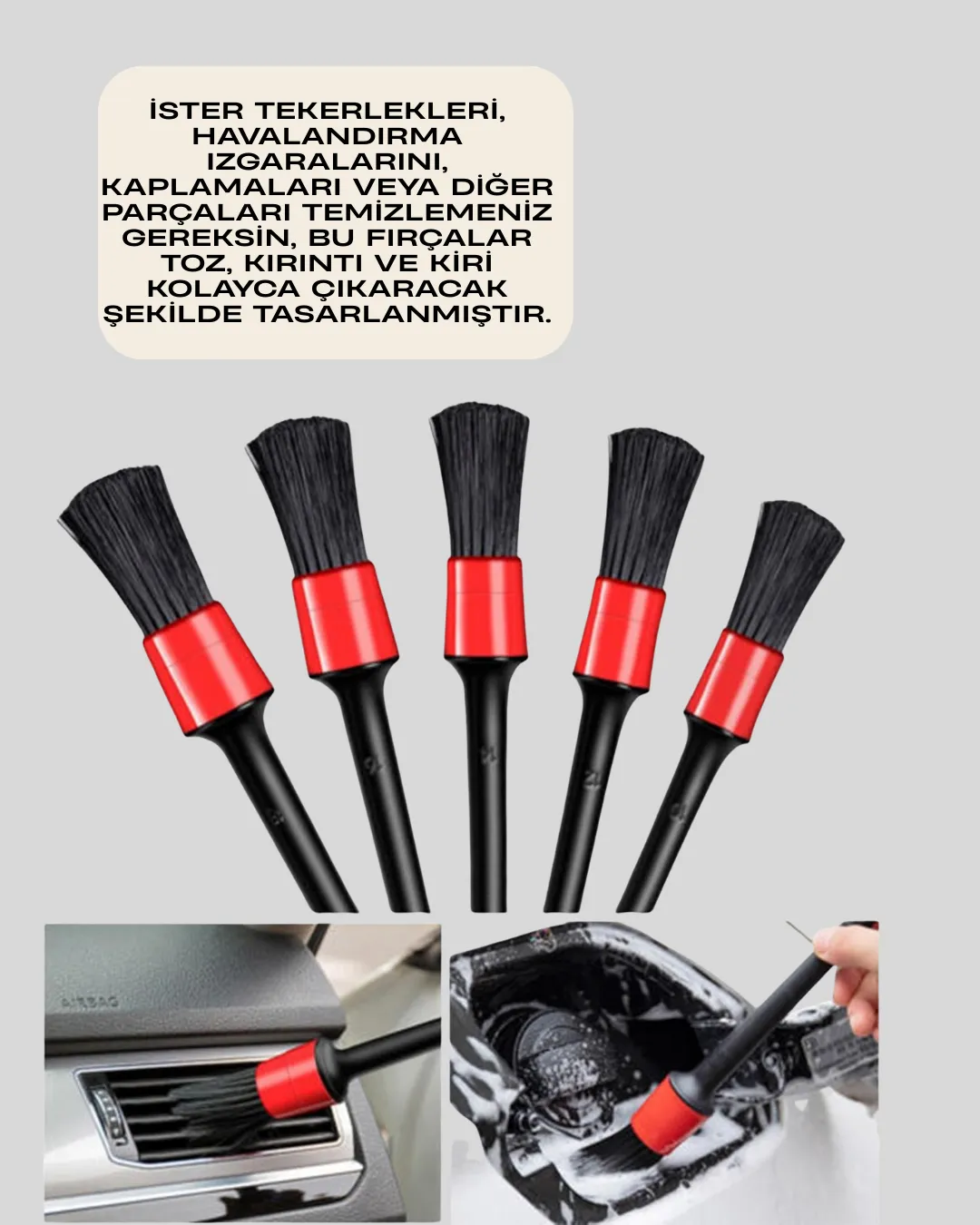 Yumuşak Kıllı Araç Bakım Fırça Takımı