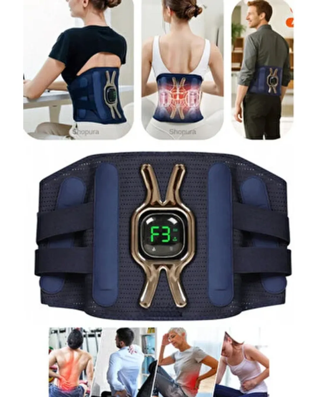 Çok Fonksiyonlu Masaj Kemeri Isı ve Titreşim Destekli