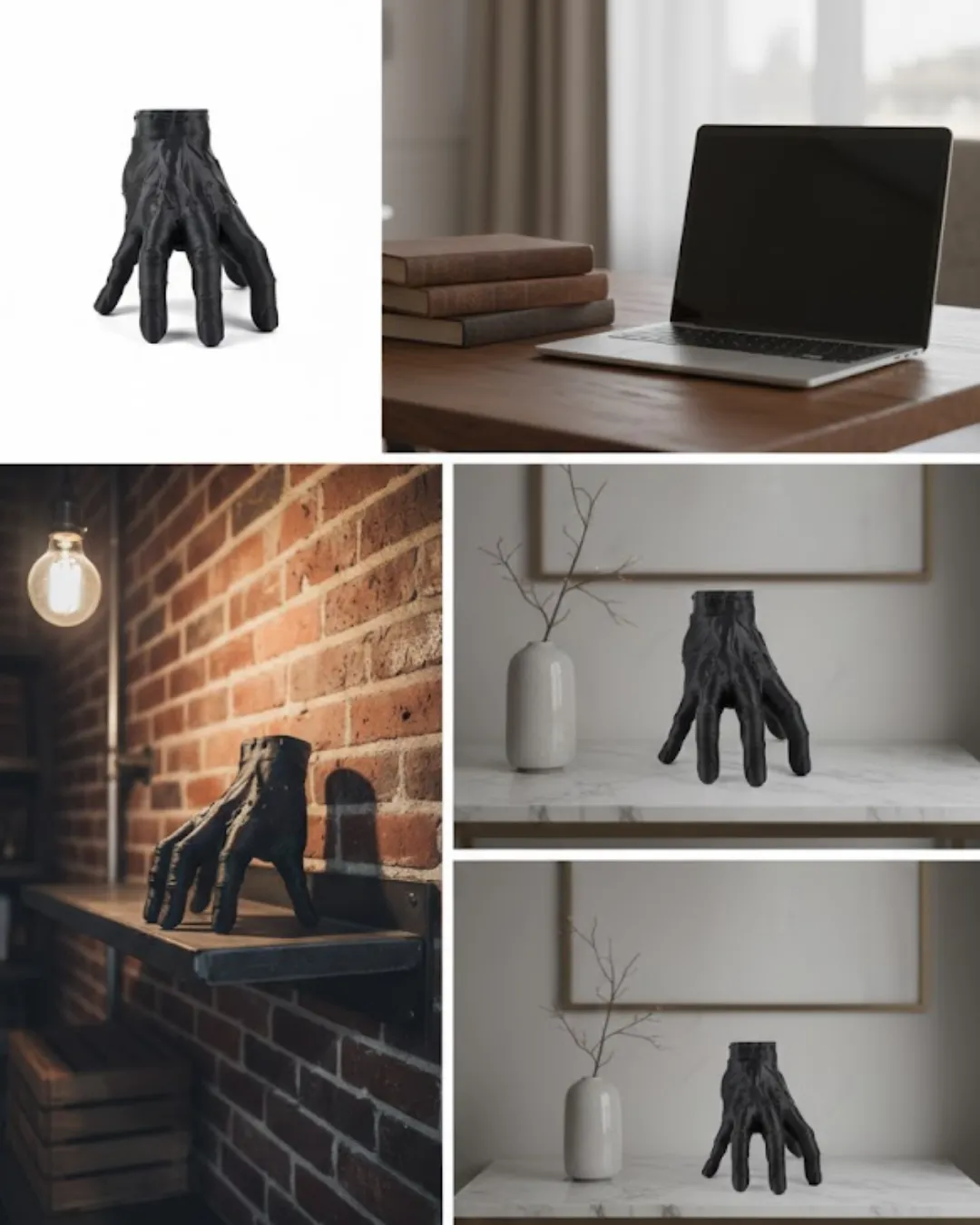 3D Siyah El Dekoratif Biblo 17x16 cm Modern ve Şık Tasarım