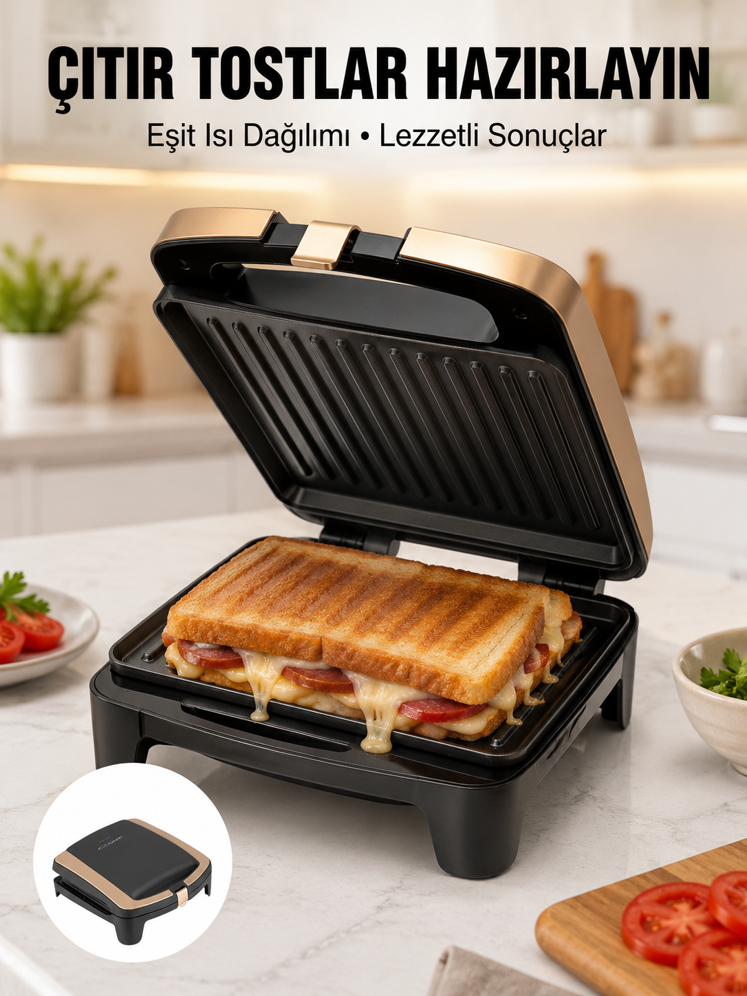 Tost Makinesi Ev Tipi Pratik Kullanım 4 Tost Kapasiteli