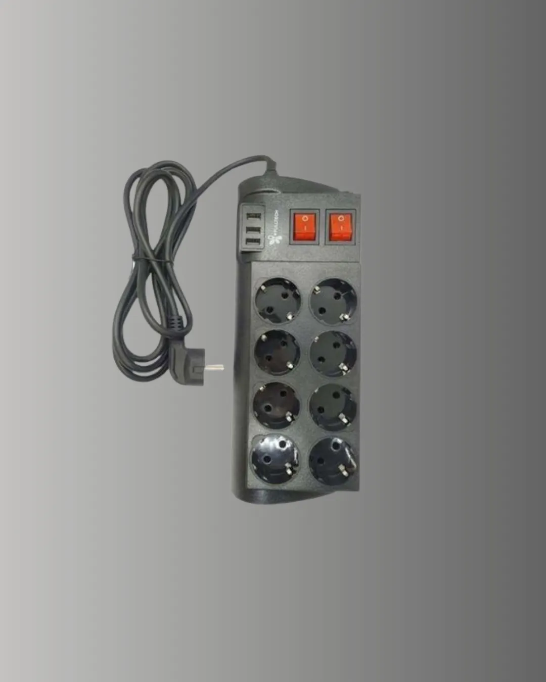 Güçlü Termal Korumalı 8 Priz + 3 USB Çoklu Uzatma Kablosu 2m