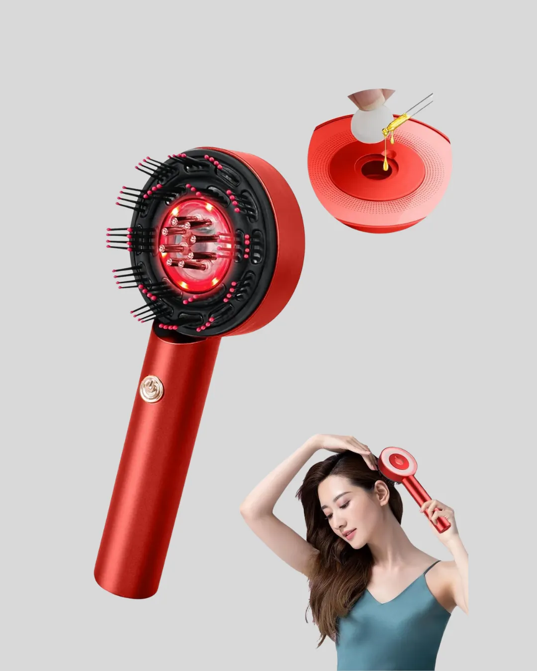 Saç Büyüme Destekleyici Elektrikli Masaj Tarak LED ve Titreşimli