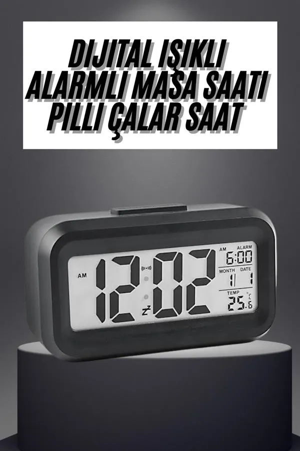 Gece Dijital Masa Saati Dijital Alarmlı Led Ekran Pilli Çalar Saat