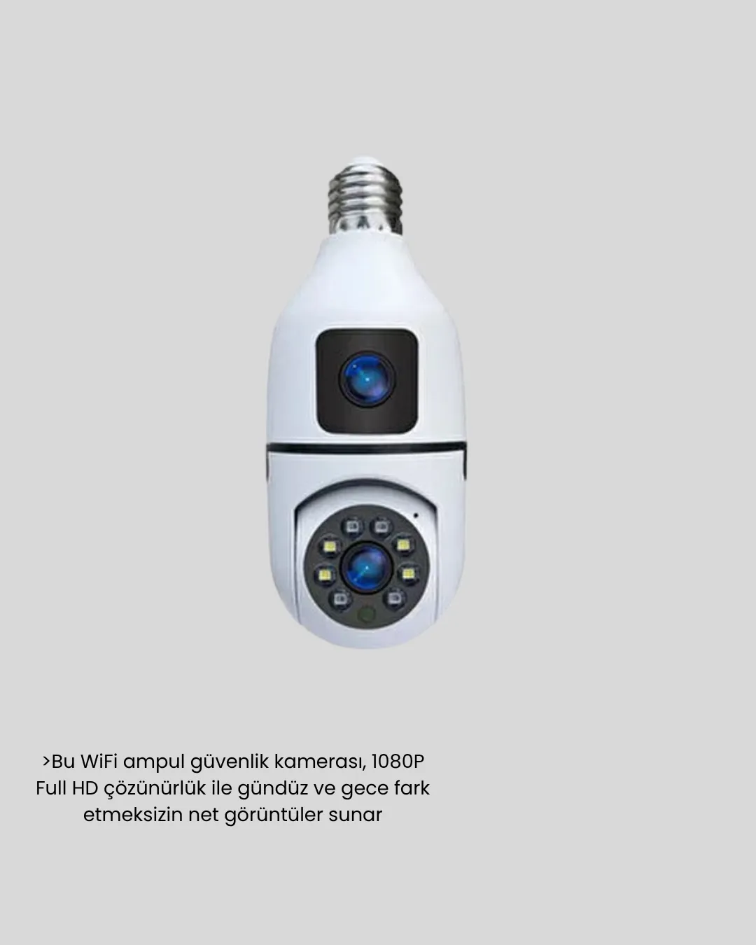 WiFi Ampul Güvenlik Kamerası 1080P Full HD Gece Görüşlü ve Hareket Algılamalı