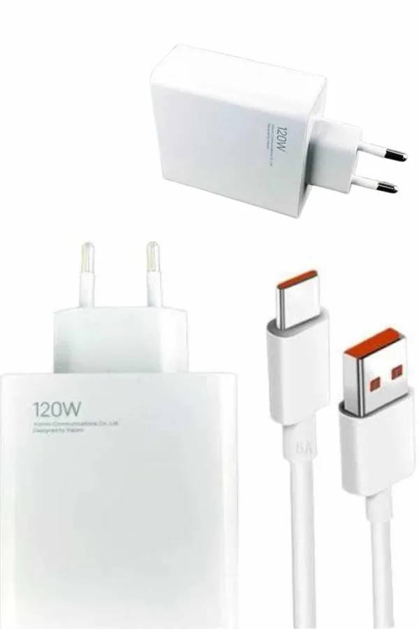 120W Şarj Aleti Hızlı Çift Turbo Şarj Aleti Seti Beyaz