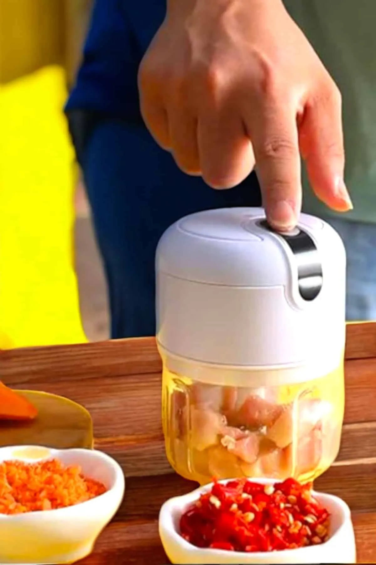 Şarjlı Portatif Doğrayıcı Mini Pratik Rondo El Doğrayıcı Üç Bıçaklı Çelik Bıçaklı