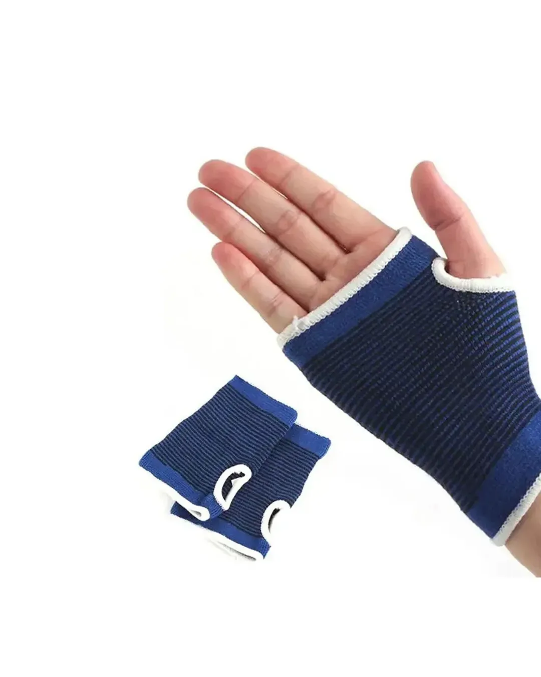 Çift Bilek Destekliği Mavi Örgü Sporcu Bileklik Evrensel Boy 2 Adet
