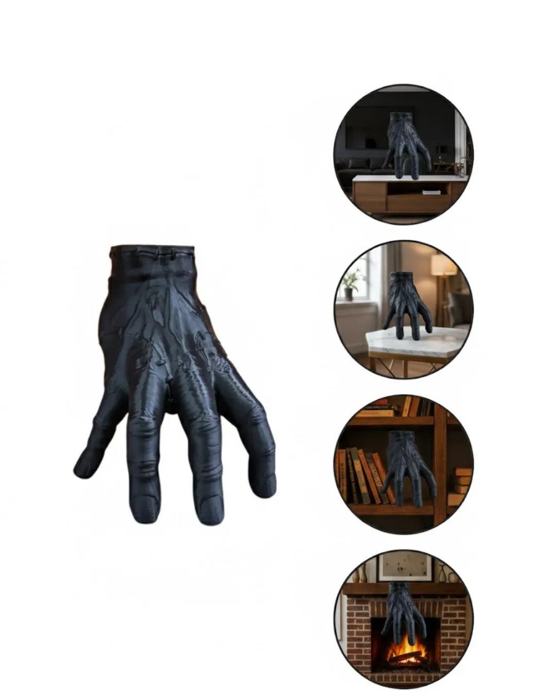 3D Modern Siyah El Heykeli 27x22 cm Konsol ve Raf Üstü Dekor