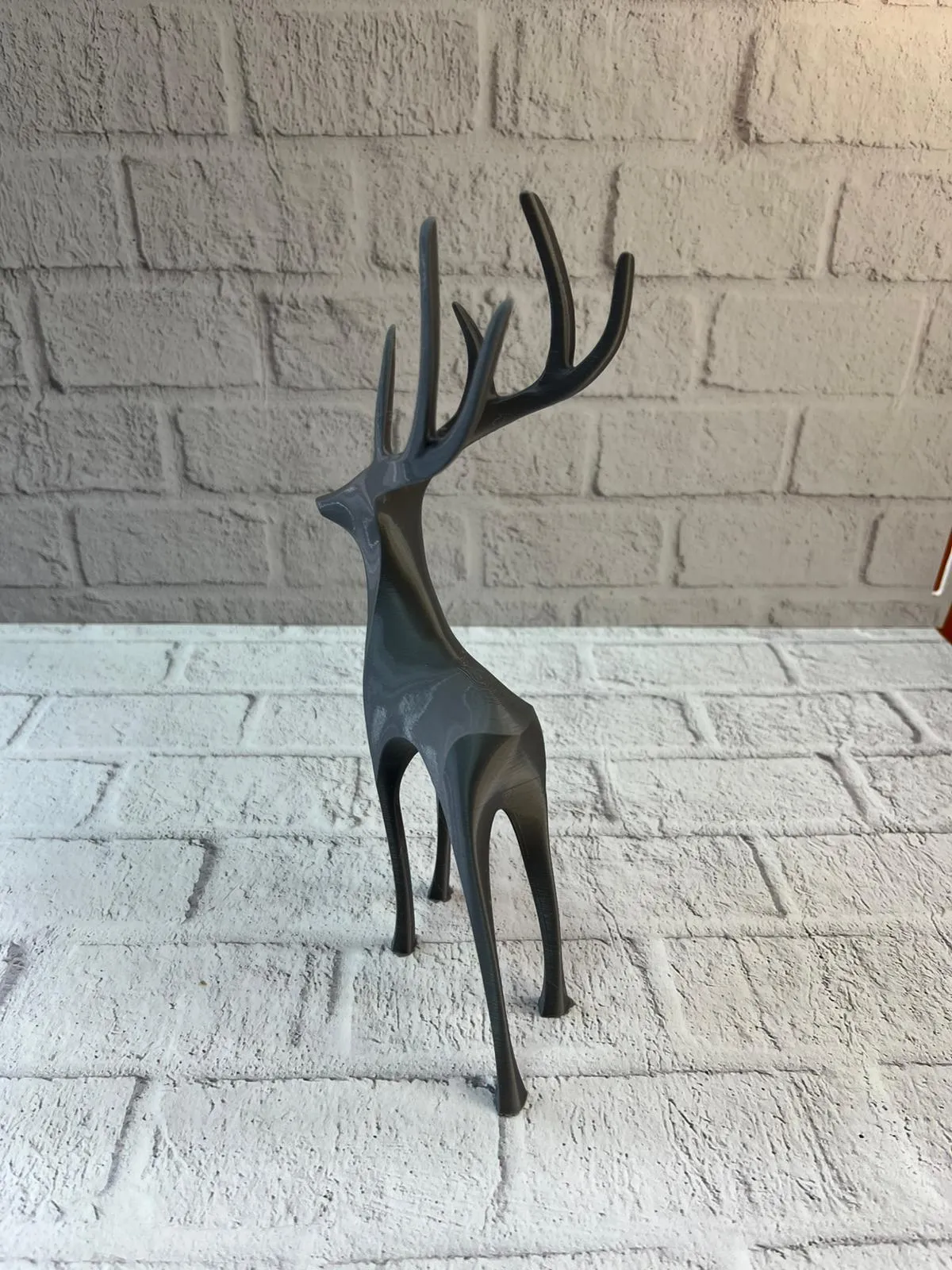 Geyik Figürü Gri Modern Salon ve Raf Dekoru