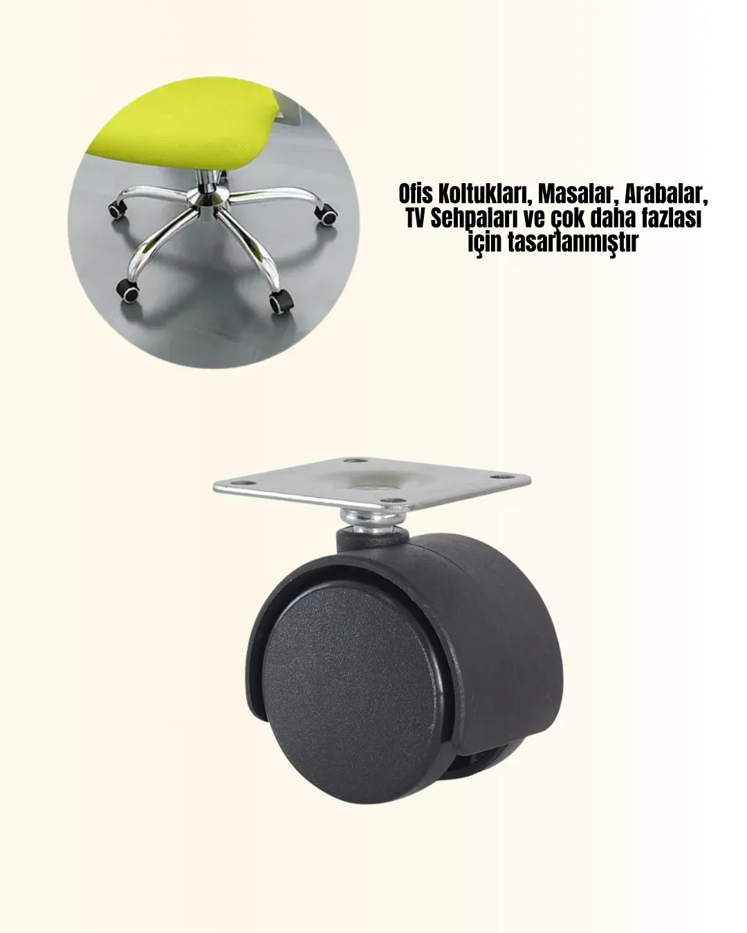 6 cm Kilitsiz Masa Ayağı Tekerleği 4’lü Set Çok Amaçlı