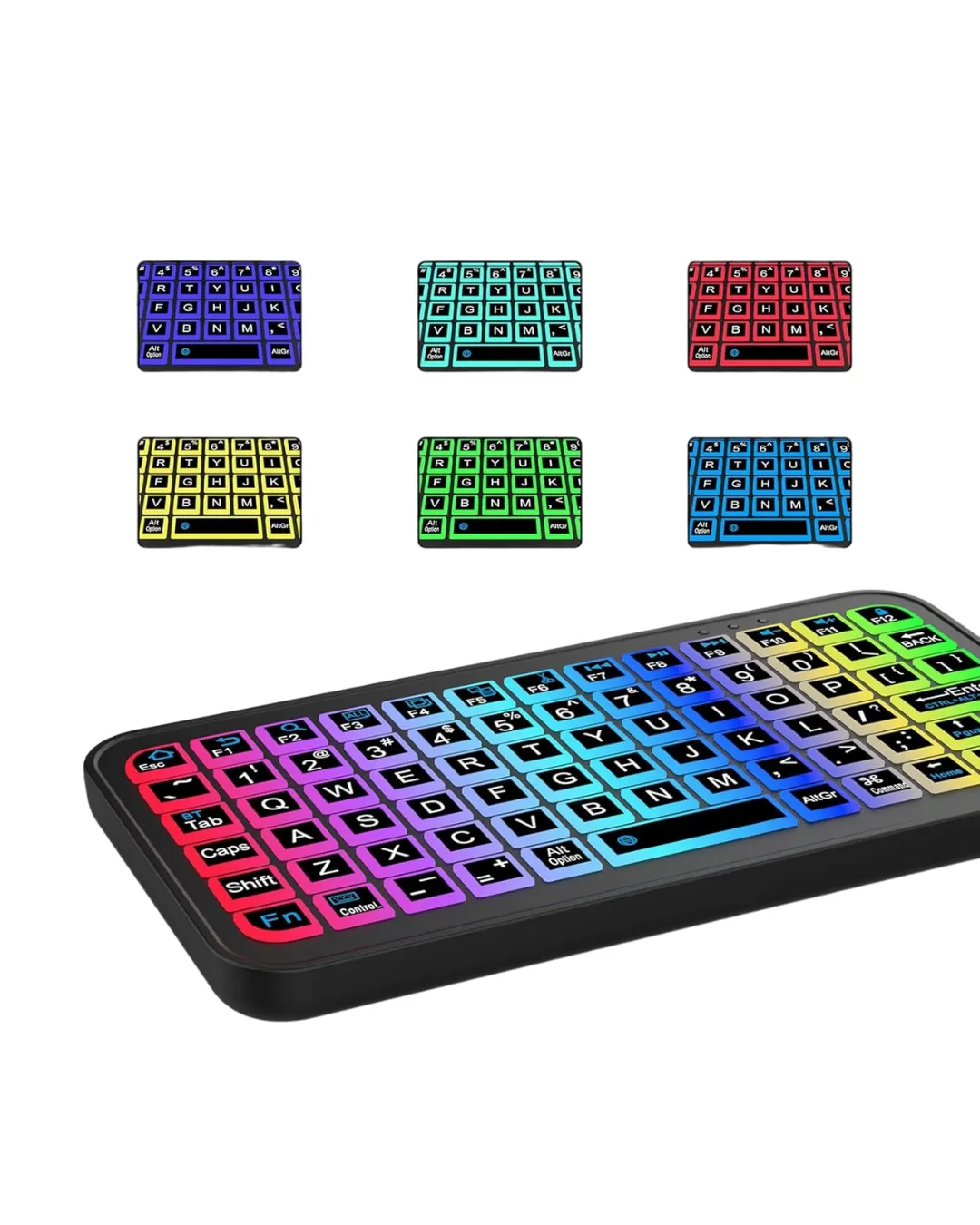 RGB Işıklı Kablosuz Mini Klavye 10 mm İnce Gövde