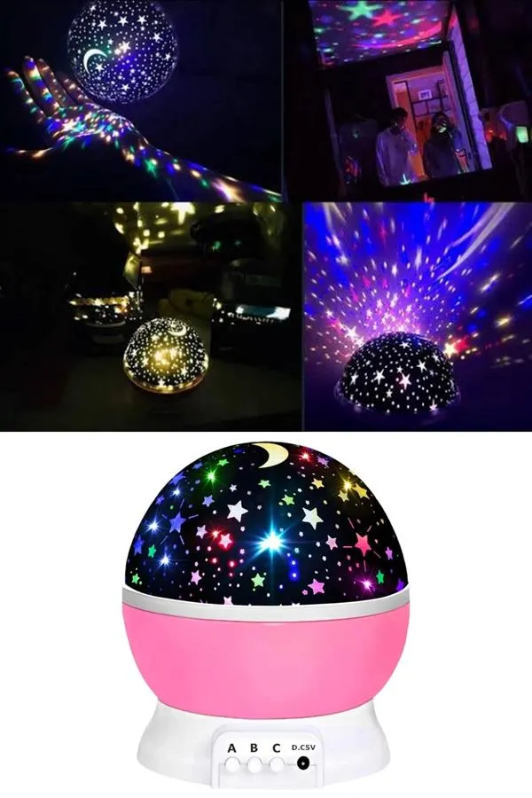 Yıldızlı Gece Lambası Mor Projeksiyon Görünümlü Masa Lambası Renk Değiştirebilen