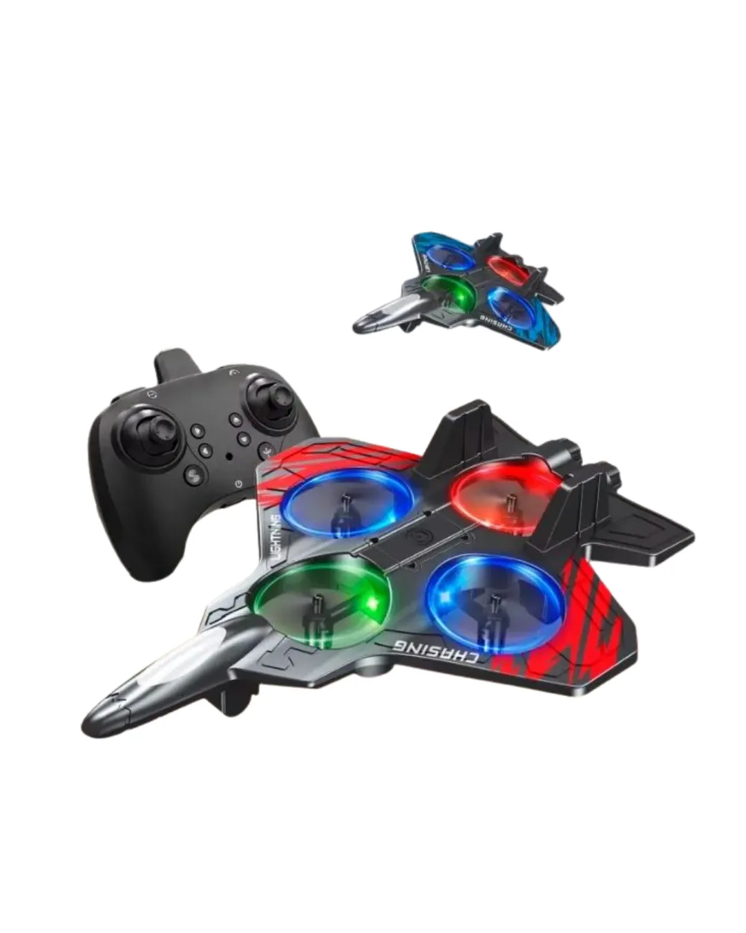 LED Işıklı Uzaktan Kumandalı Drone Fighter Jet Tasarımlı 360 Derece Dönebilen Oyuncak Uçak