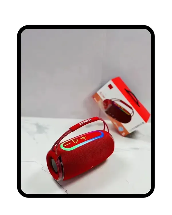 360 RGB LED'li Taşınabilir Bluetooth Hoparlör – Kırmızı, USB/TF Destekli