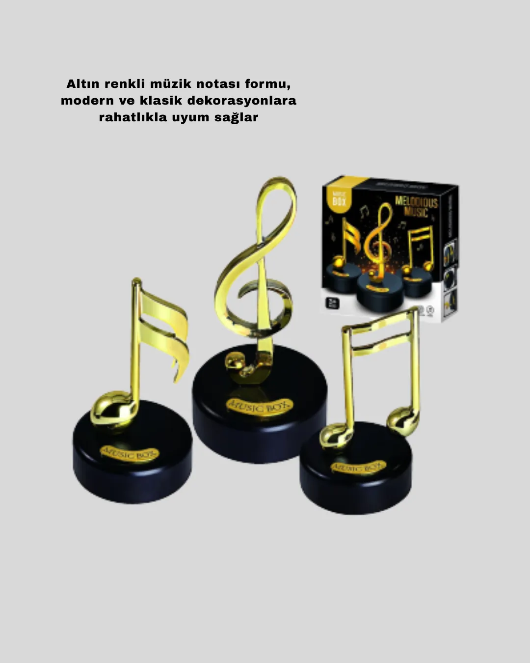 Altın Nota Temalı Müzik Kutusu  Müzikli Hediyelik