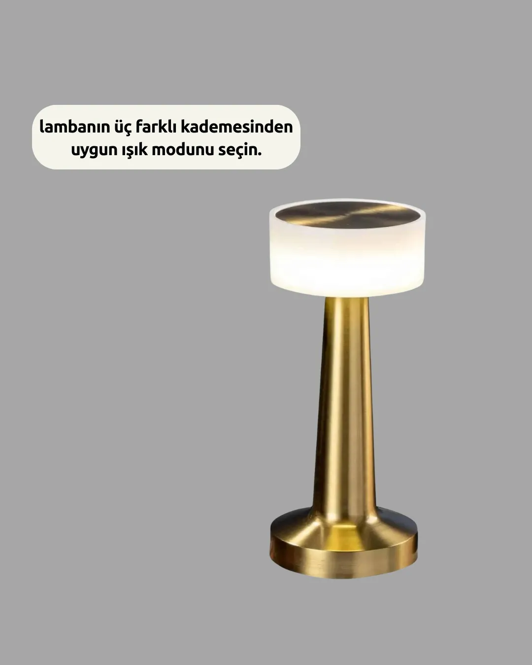 Touch Gece Lambası – Dokunmatik Kontrol, Kablosuz Kullanım, Metal Gövde