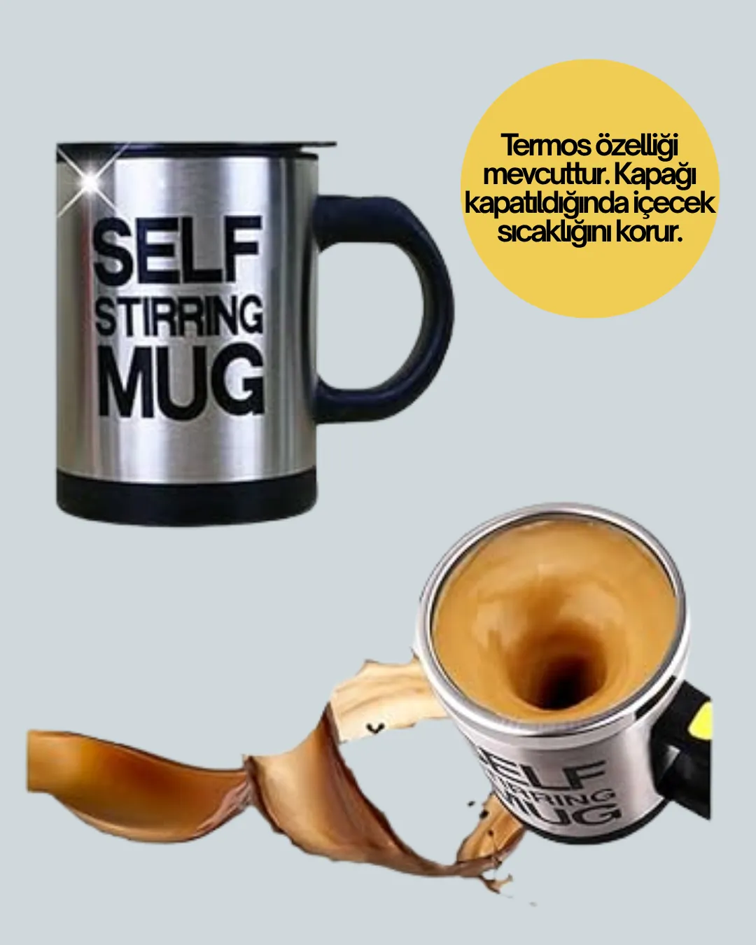 Toz İçecekler İçin Hızlı Karıştırma Özellikli Termos Kupa