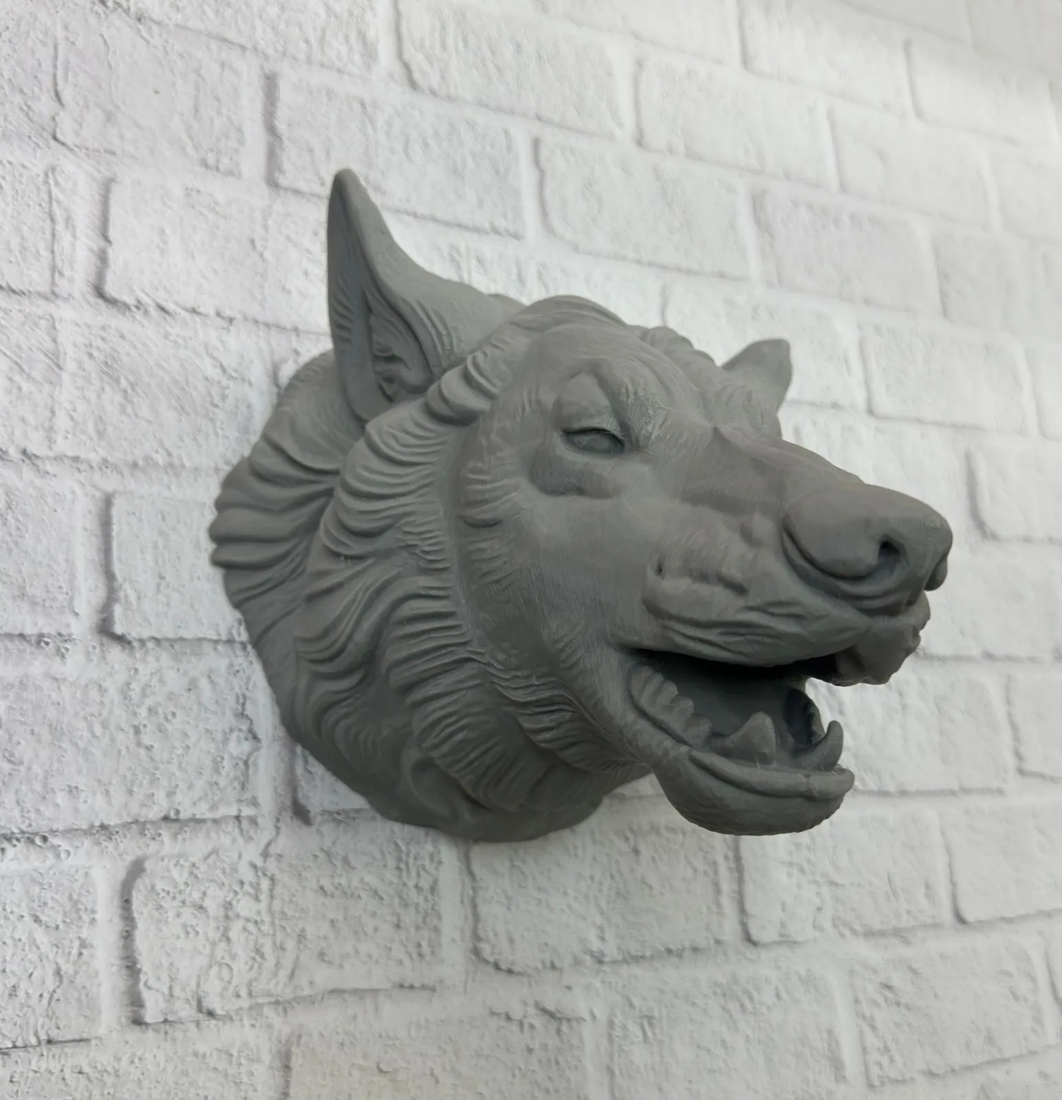 Gri Kurt Duvar Dekoru Asılabilir Dekoratif Heykel Tasarım