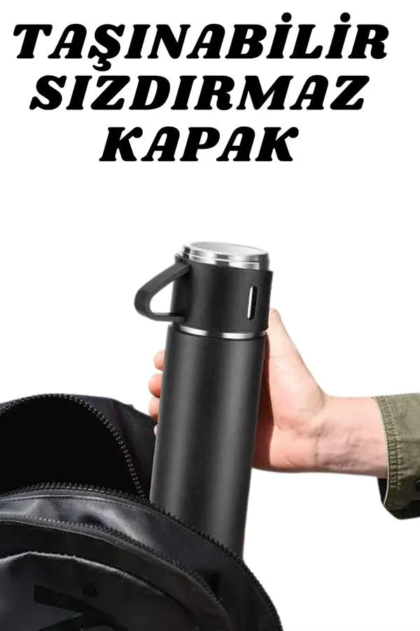 3 Bardaklı Termos Seti Anneler Gününe Özel Hediye Taşınabilir Sızdırmaz Isı Koruyucu