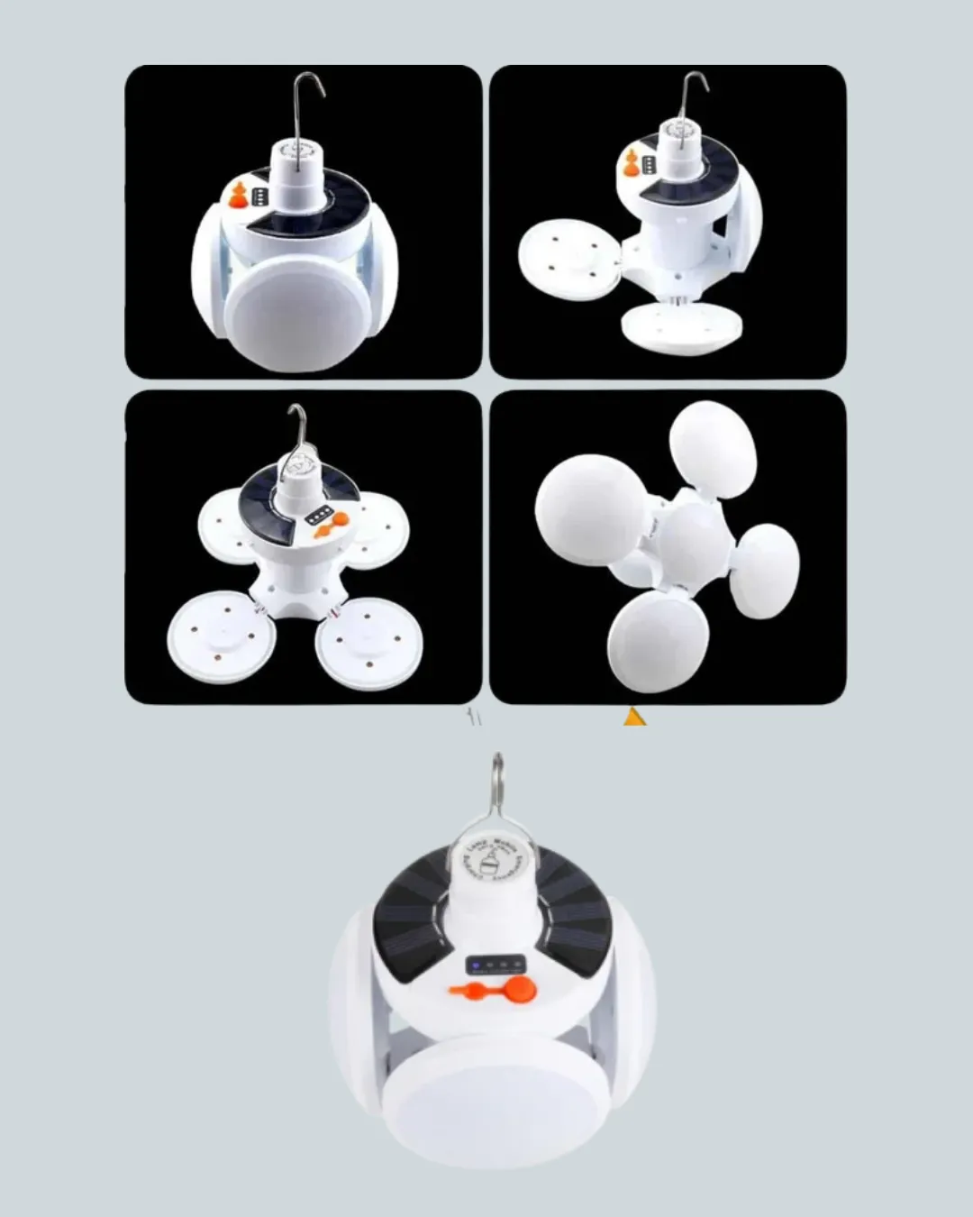 Güneş Paneliyle Şarj Olan Katlanabilir LED Çadır Lambası – 5 Kademeli Aydınlatma