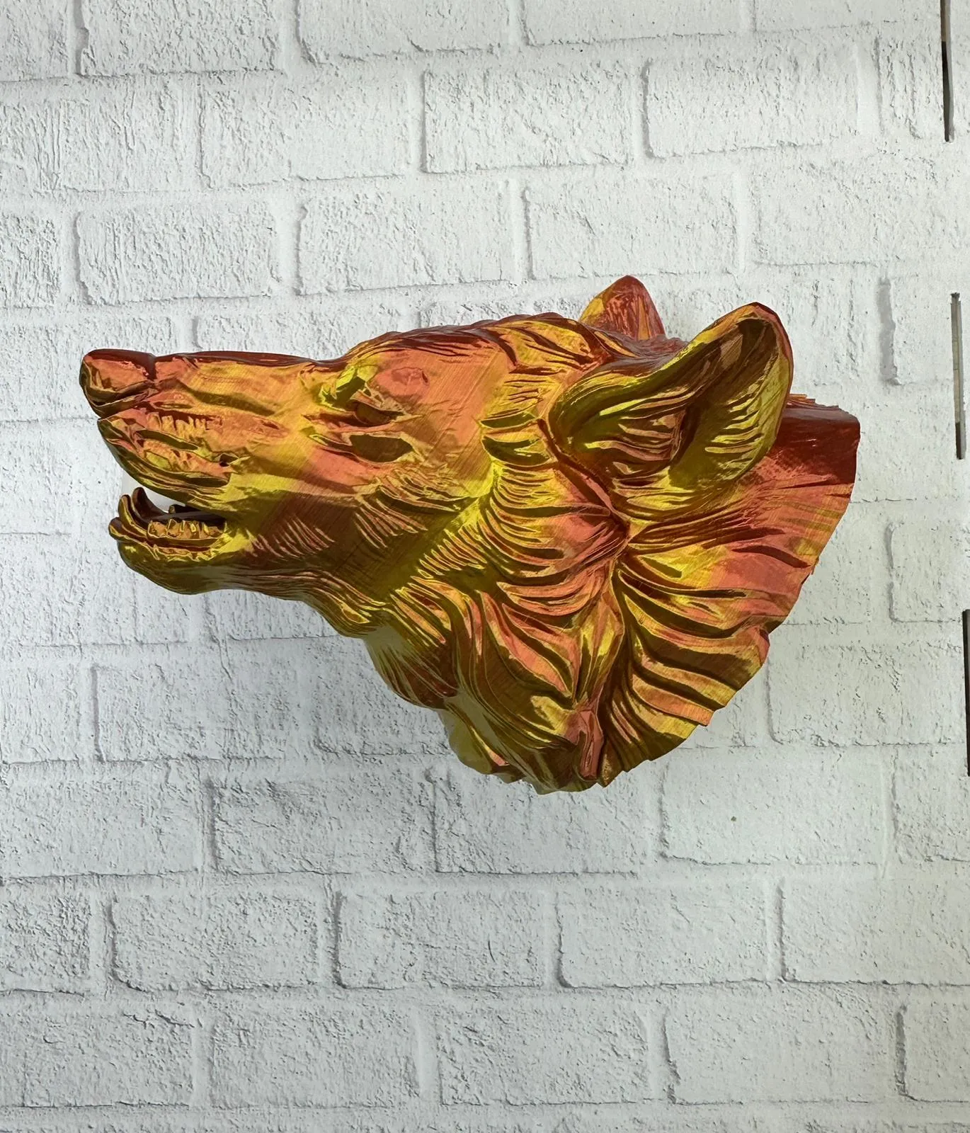 Gold Renk 3D Kurt Başı Duvar Dekoru