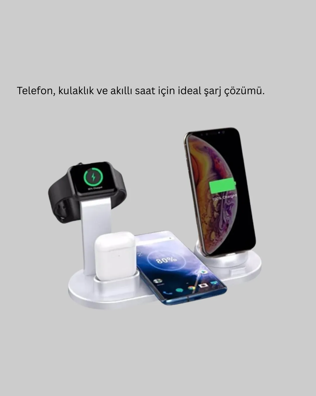 Modern Tasarımlı Çok Fonksiyonlu Kablosuz Şarj Standı