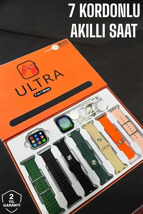 Akıllı Saat 7 Kordonlu Metal,Plastik Ve Hasır Kordon Seçeneği