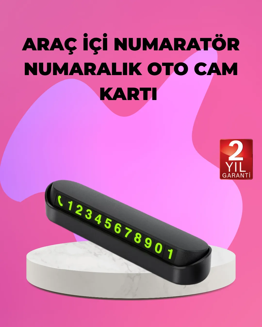 Fosforlu Araç İçi Park Kartı Numaratörü