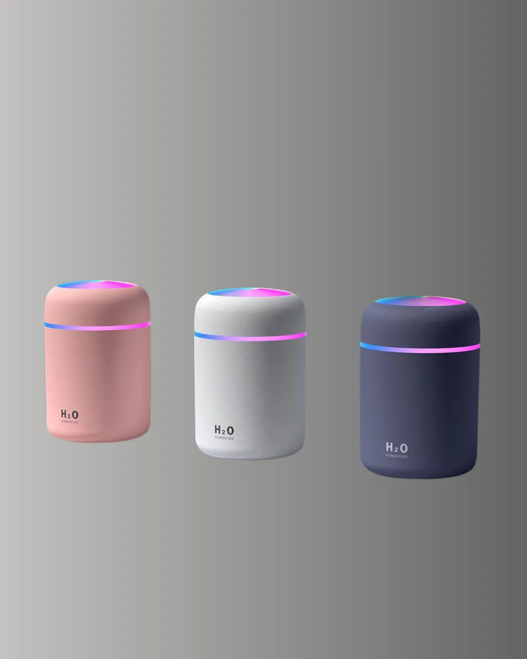 ABS Gövdeli 300ml USB Nemlendirici – Beyaz, Gri, Pembe Renk