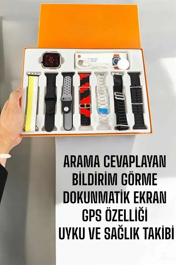 Akıllı Saat 7 Farklı Kordonlu Arama Cevaplayan Bildirim GPS Özelliği