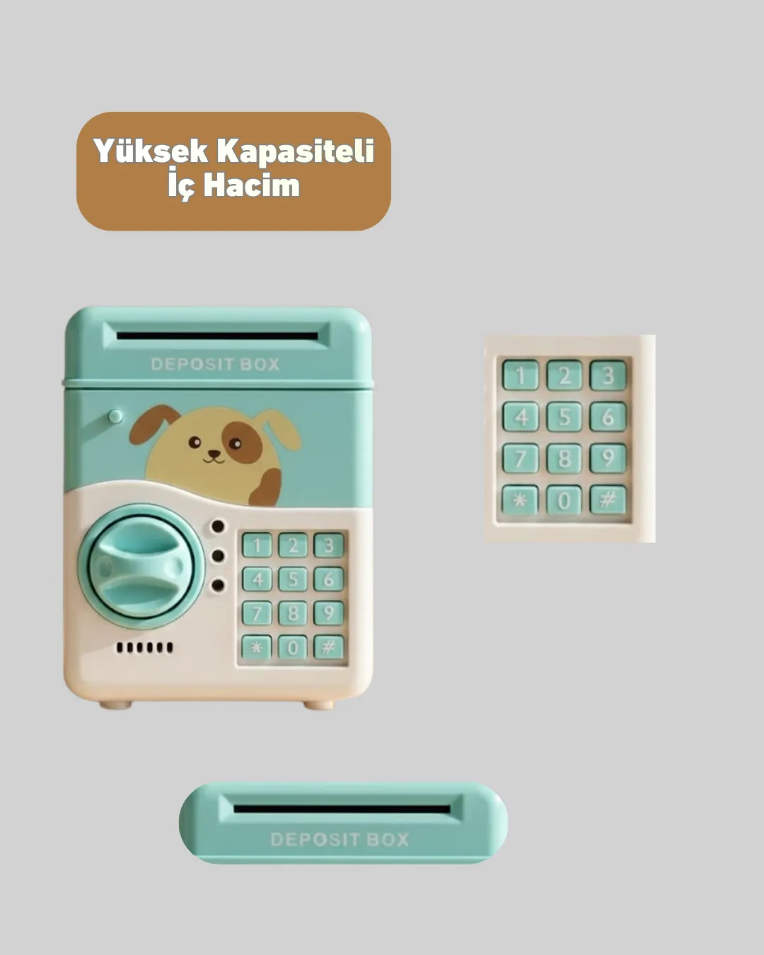 Su Yeşili Elektronik Şifreli ATM Tasarımlı Para Biriktirme Kumbarası