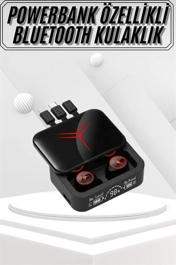 Kablosuz Bluetooth Kulaklık Powerbank Özellikli Göstergeli Hd Mikrofon