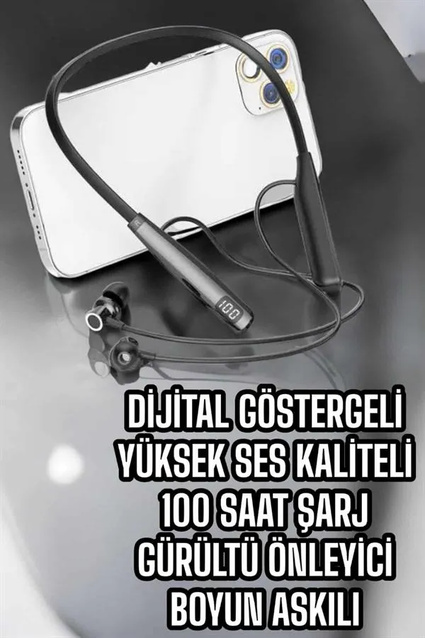 Boyun Bantlı Bluetooth Kulaklık Yüksek Ses Kaliteli 100 Saat Kulaklık