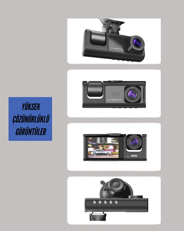 TA-01 3 Kameralı 1080P Araç Kamerası Siyah