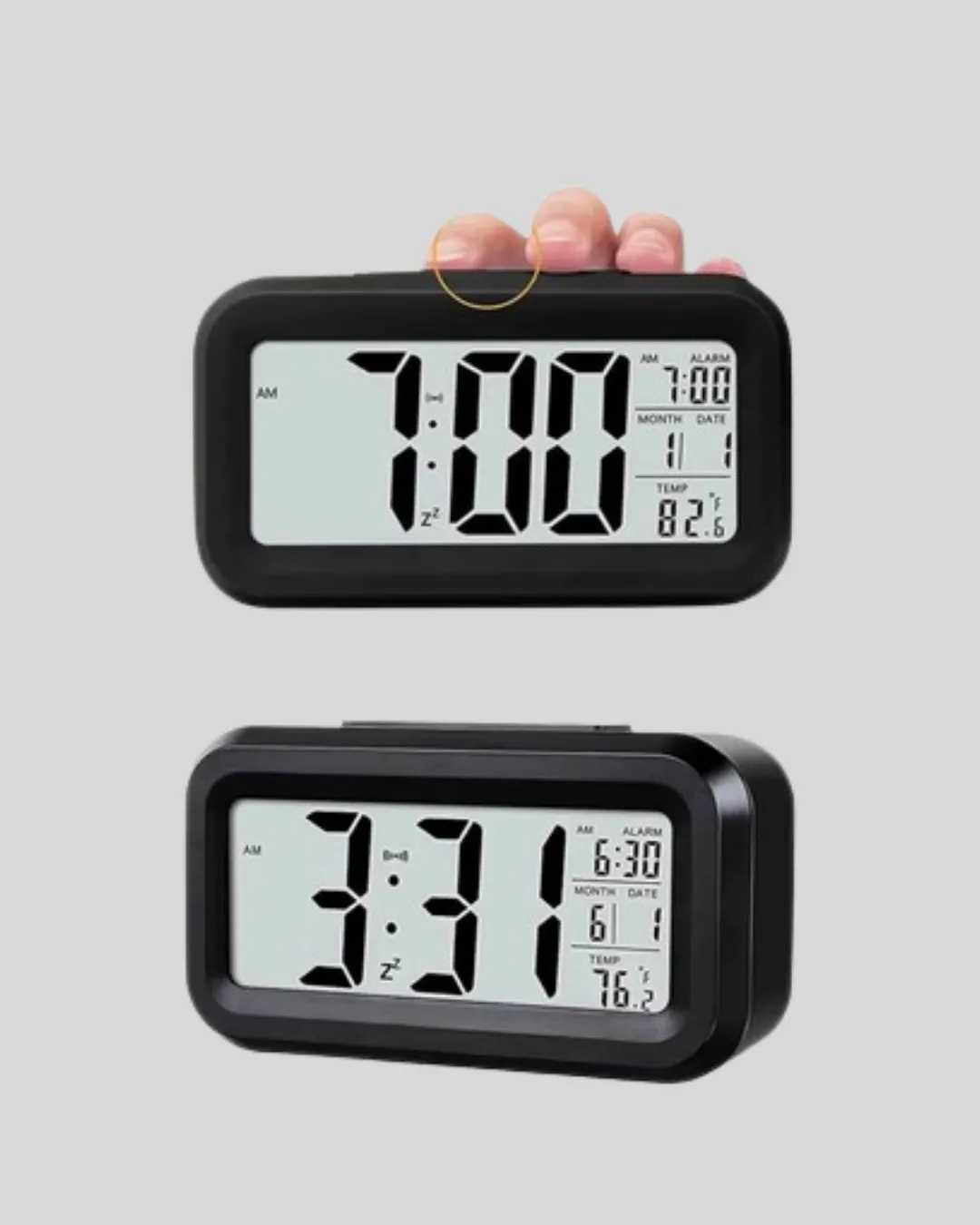 Dijital Masa Saati Sensörlü Aydınlatmalı Alarm ve Sıcaklık Ölçerli