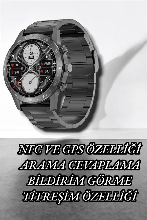 NFC ve Kablosuz Şarjlı Akıllı Saat EKG, Nabız & Spor Modları ile iOS ve Android Uyumlu