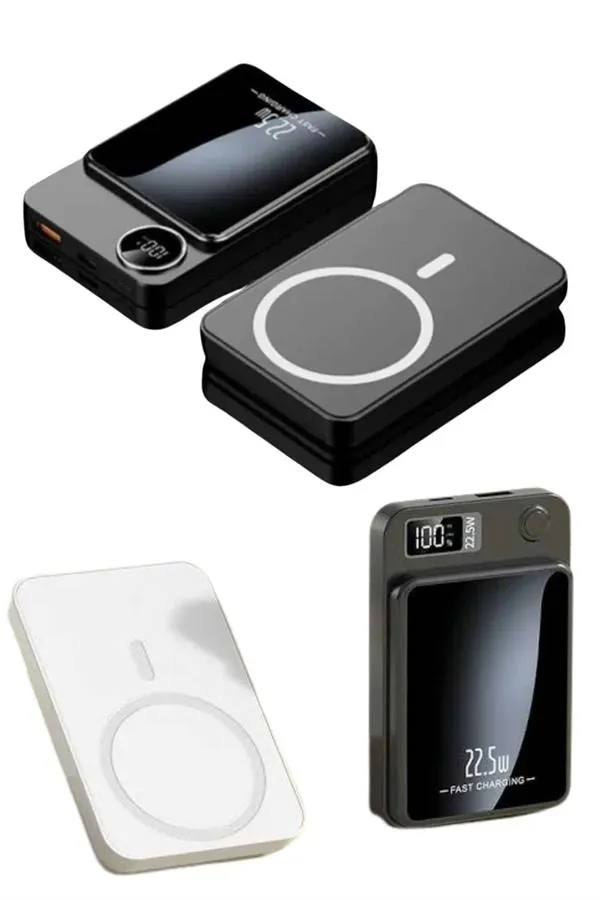 Taşınabilir Şarj Magsafe Powerbank 10.000 mAh Hızlı Şarj Led Göstergeli Kablosuz