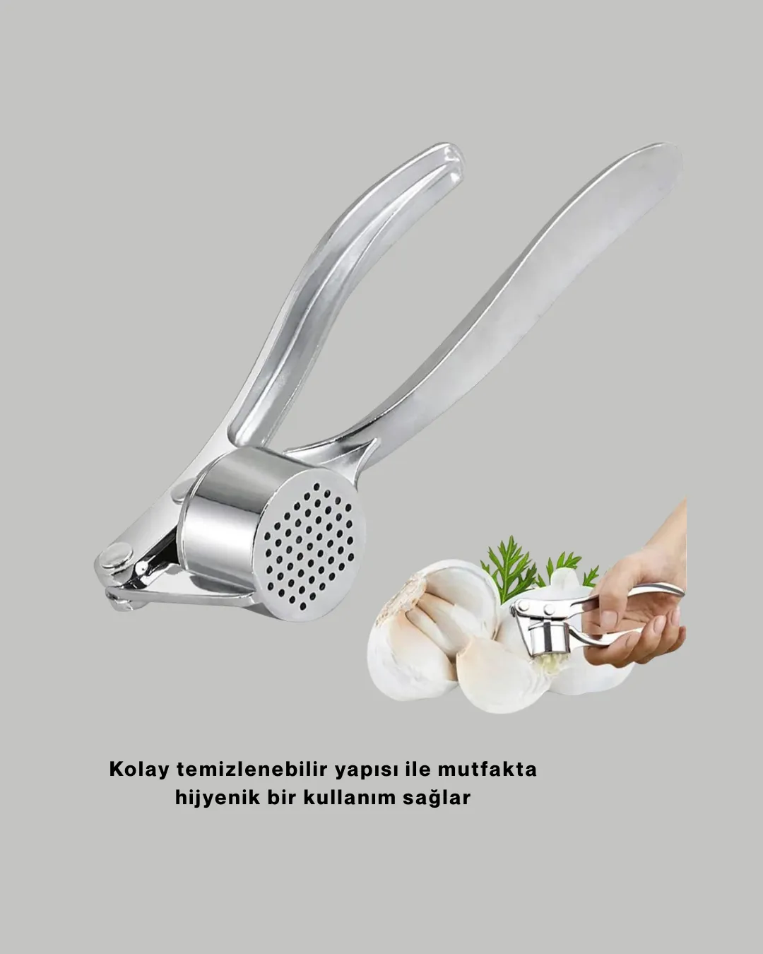 Mutfak Sarımsak Ezici Kaymaz Saplı Güçlü Mekanizma